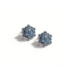Elegant floral stud earrings featuring vibrant aquamarine gemstones and sparkling diamond accents, set in 925 sterling silver