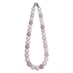 Dragon-scale carved freshwater pearl necklace with textured pearls in white and lilac tones, 925 sterling silver clasp